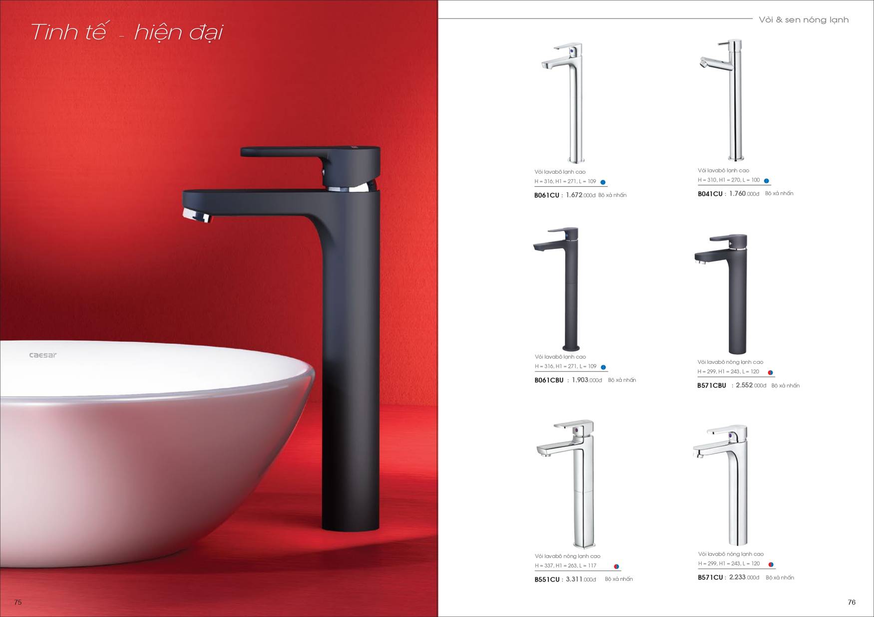 Catalogue và Bảng giá Thiết bị vệ sinh CAESAR mới nhất 2025 /Page 39